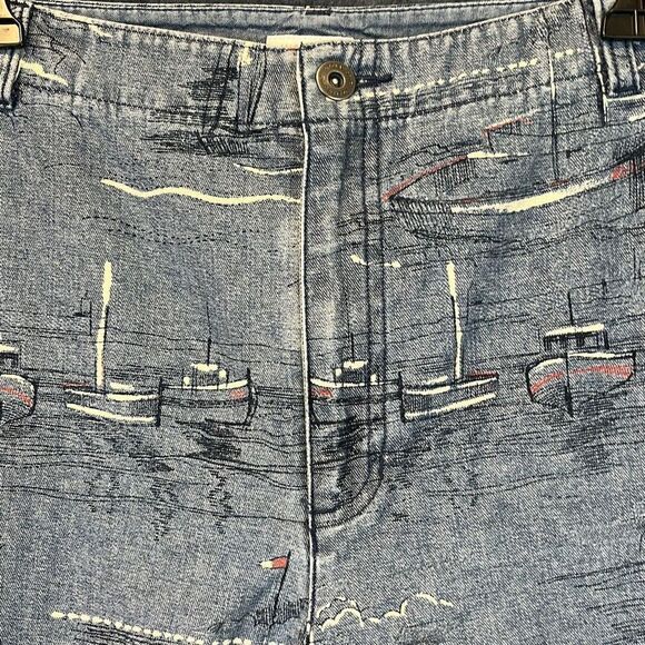 LIZ CLAIBORNE Capri Pants Women's Large Blue Michaela High-Rise Sailboat Print - Picture 4 of 16
